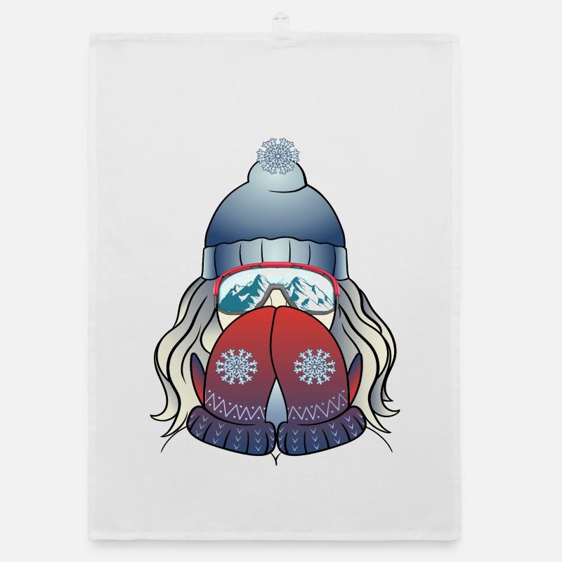 Fille d’hiver avec flocon de neige Torchon bio