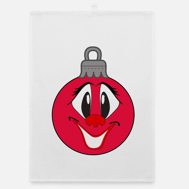 Christmas Tree Ball with Happy Comic Face Organic dish towel