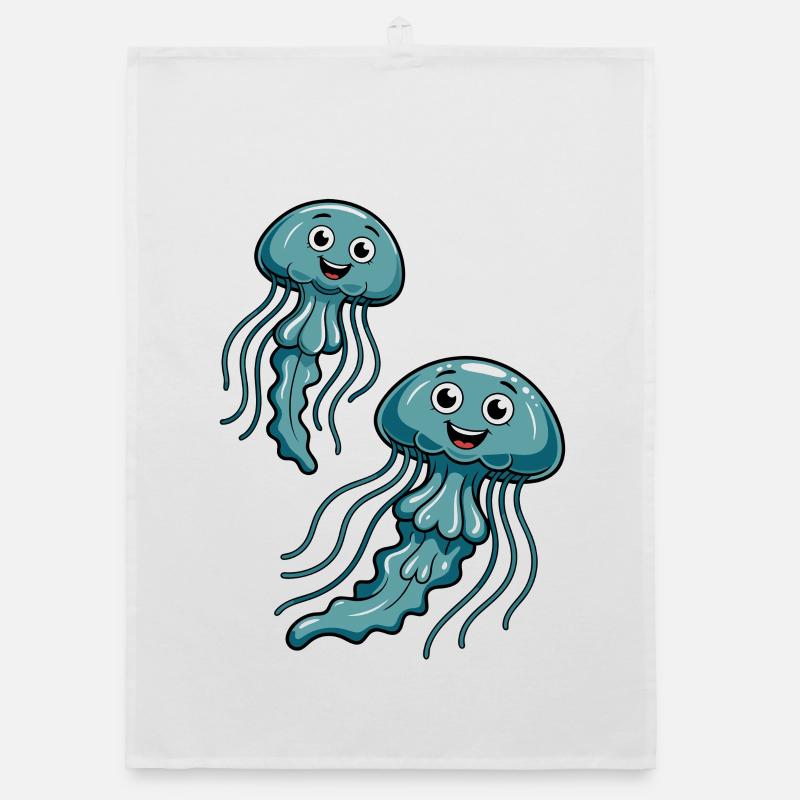 Lively jellyfish duo Organic dish towel