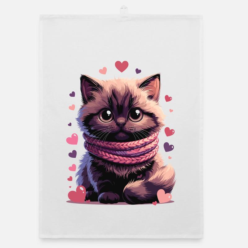 Chaton douillet écharpe rose Torchon bio