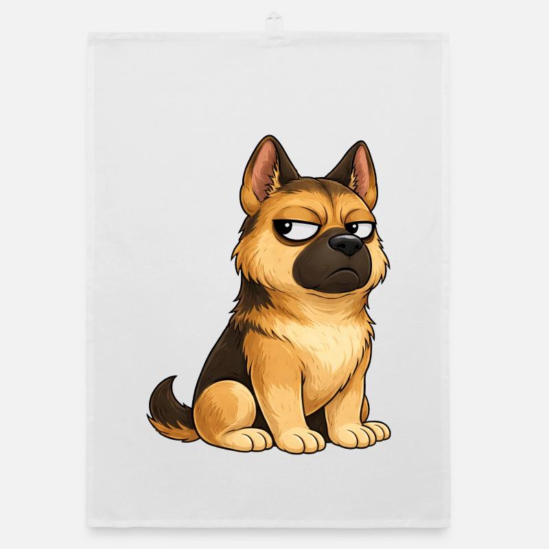 Cool Dog German Shepherd Skeptical Organic dish towel