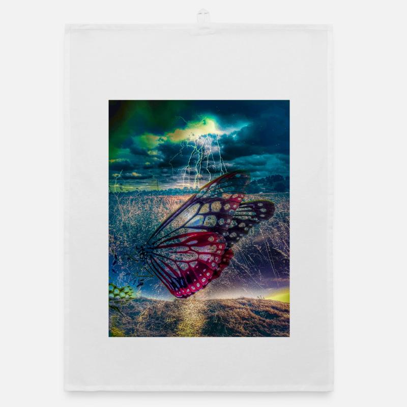 Butterfly under Storm Light Organic dish towel