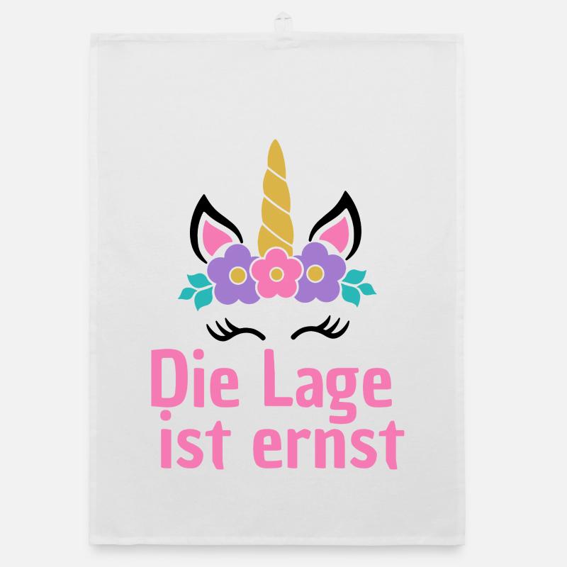 LAGE IST ERNST, COOLES EINHORN! LUSTIGER SPRUCH Organic Geschirrtuch