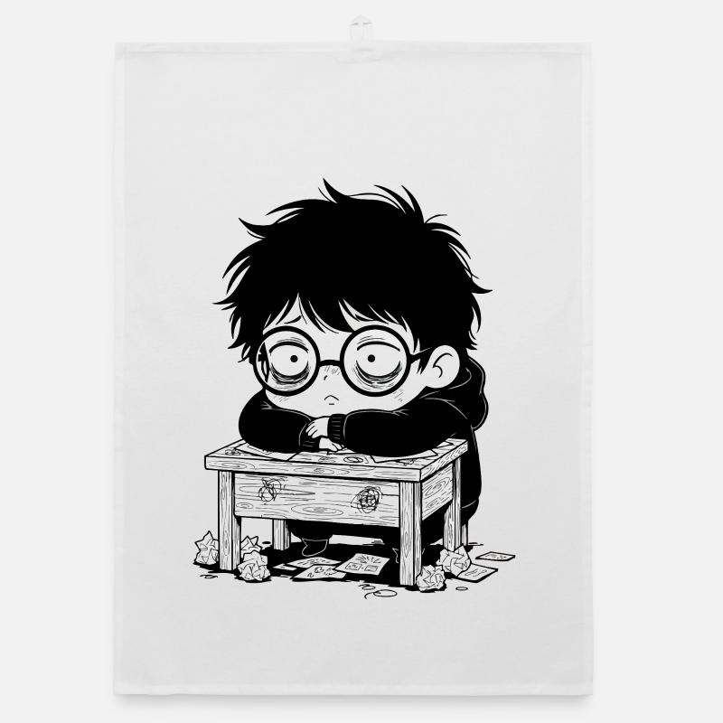 Student Burnout Office Blank Stare Organic dish towel