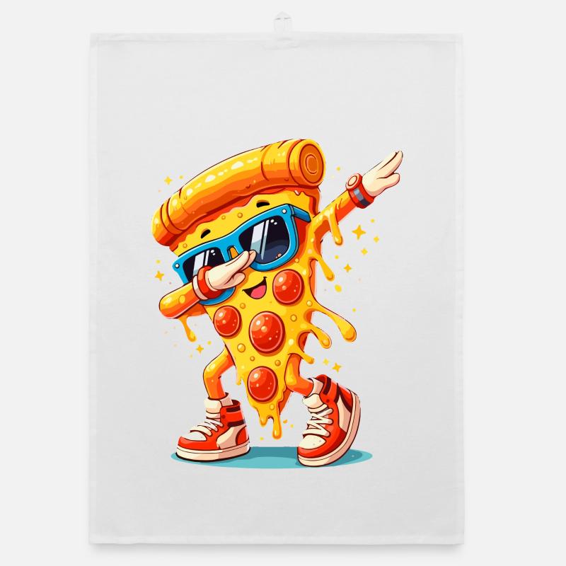 Dabbing Pizza with Sunglasses Dab Dance Cheese Pizza Organic dish towel