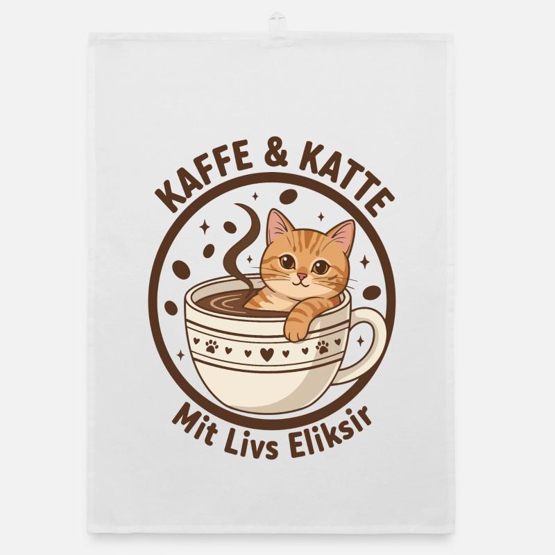 Coffee Cat in Cup: Purr Elixir Organic dish towel