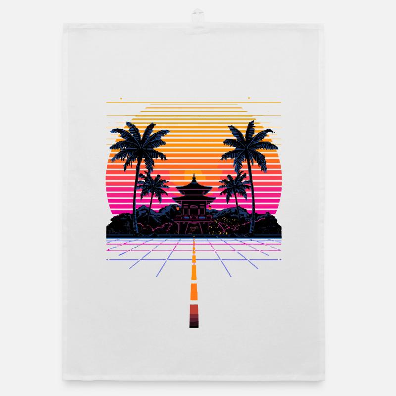 Vaporwave Synthwave Retro Pixel Aesthetic Design Organic Geschirrtuch