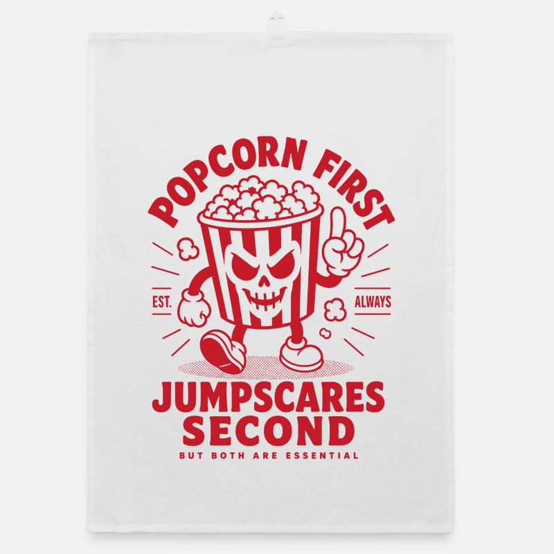 Popcorn First Jumpscares Second Organic dish towel