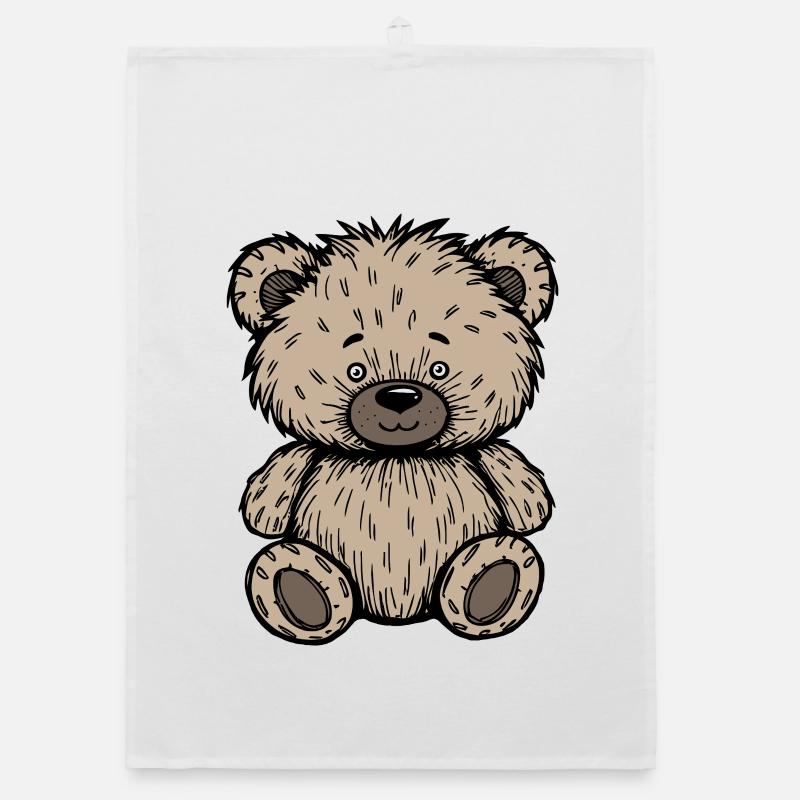 Cute Scruffy Beige Teddy Bear  Organic dish towel