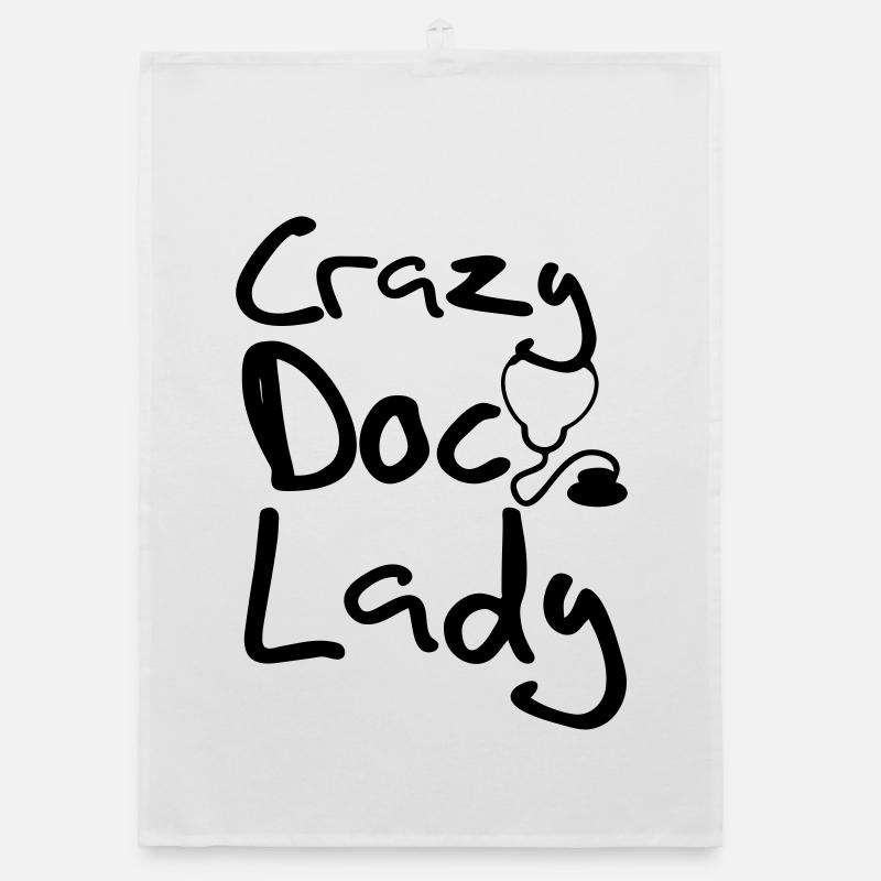 Crazy Doc Lady Doktor Arzt Medizin Geschenk - Organic Geschirrtuch - Weiß