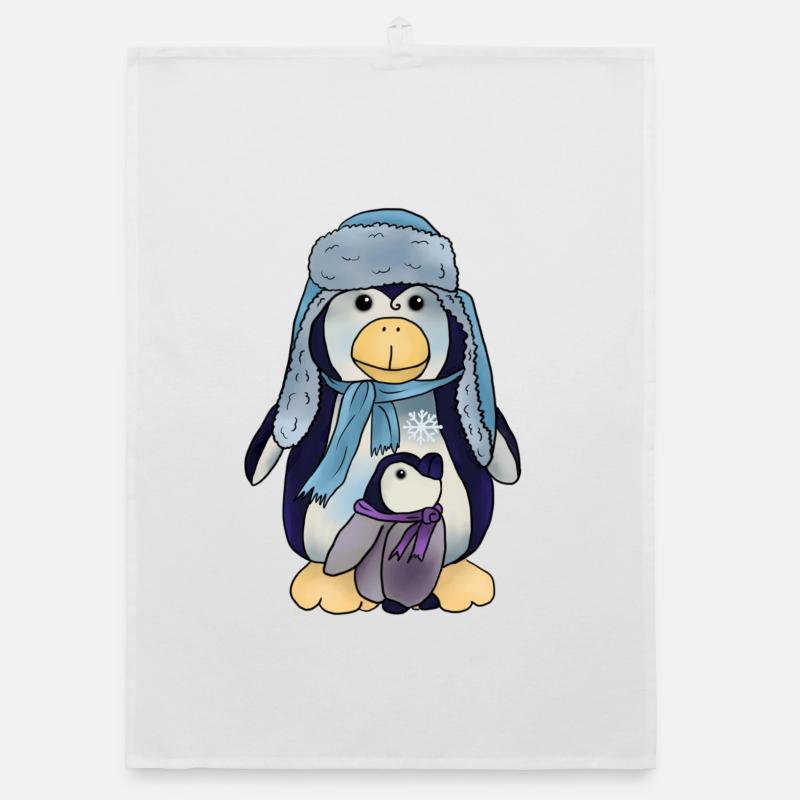 Pinguin mit Kind Organic Geschirrtuch