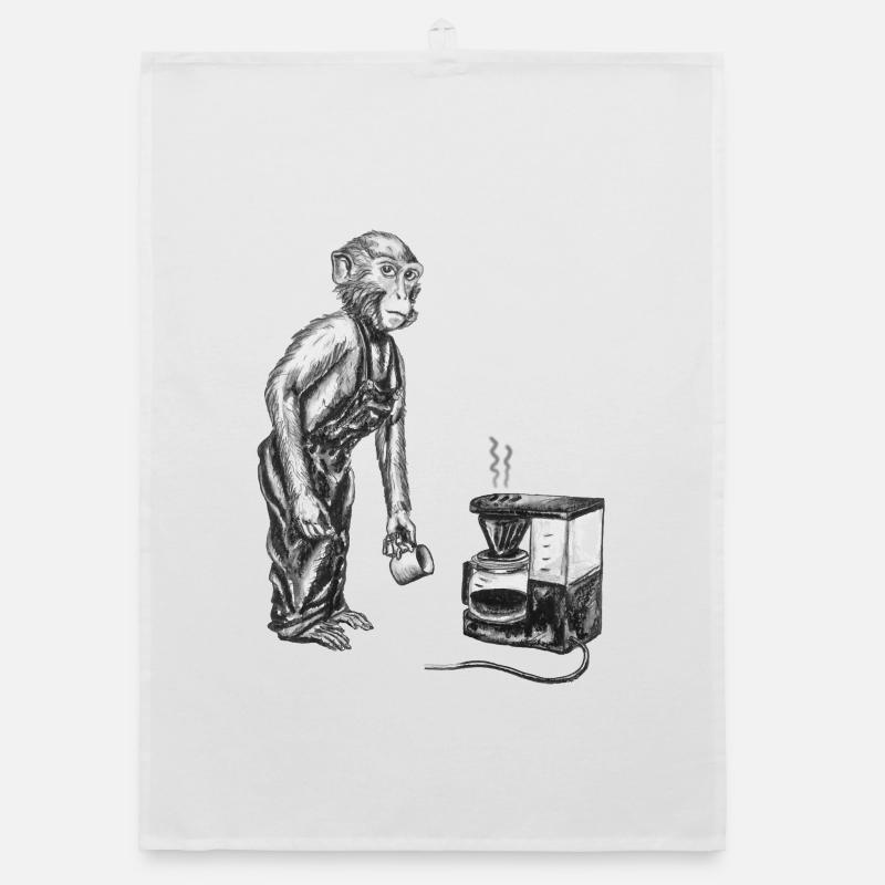 Monkey and coffee Organic dish towel