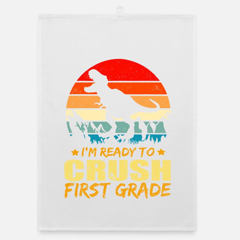 T-Rex Préhistoire Vintage Warrior Torchon bio