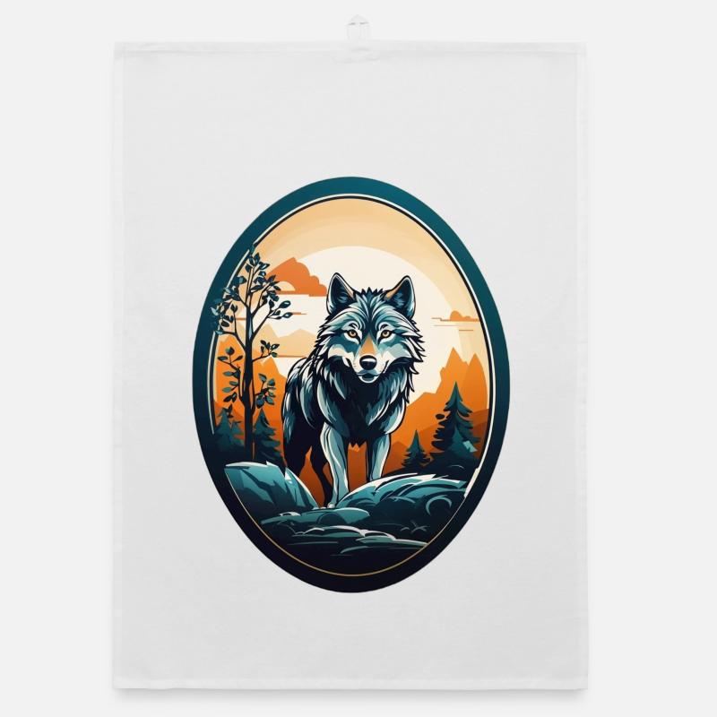 Waldbewohner Wolf Organic Geschirrtuch
