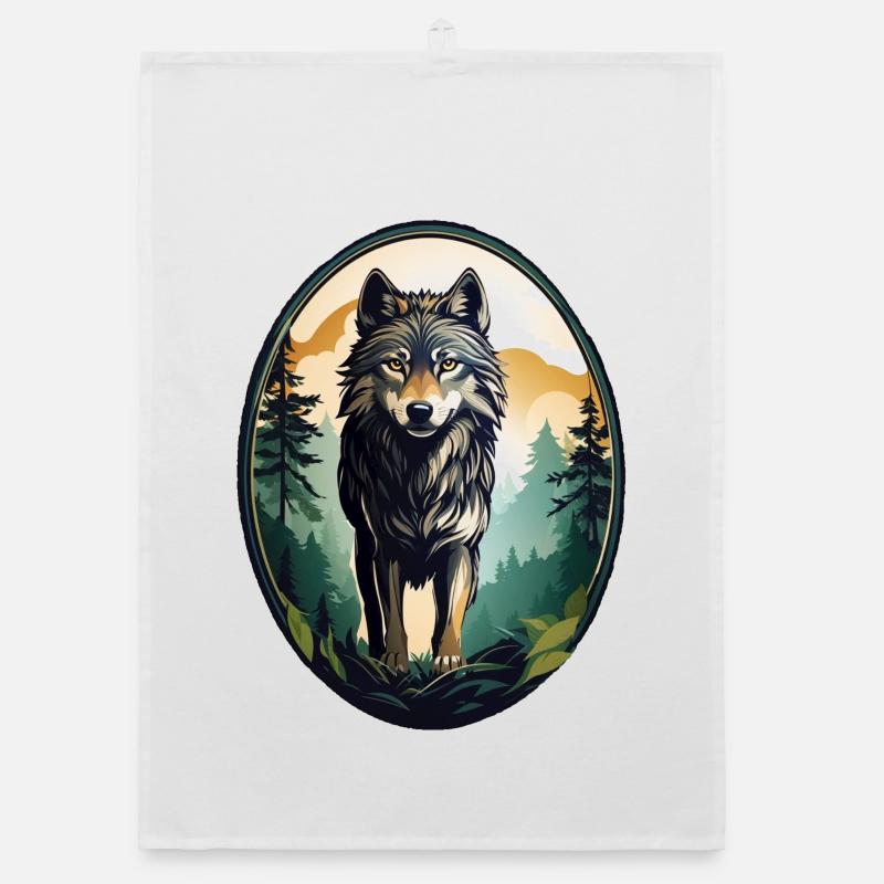 Waldbewohner Wolf Organic Geschirrtuch