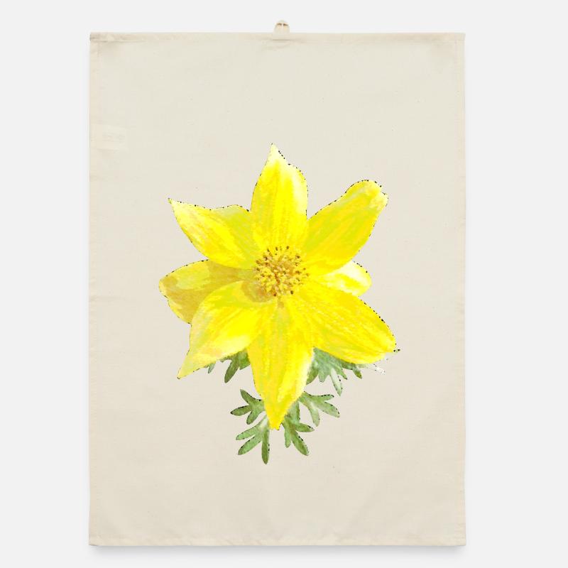 Yellow Blossoms Watercolor Organic dish towel