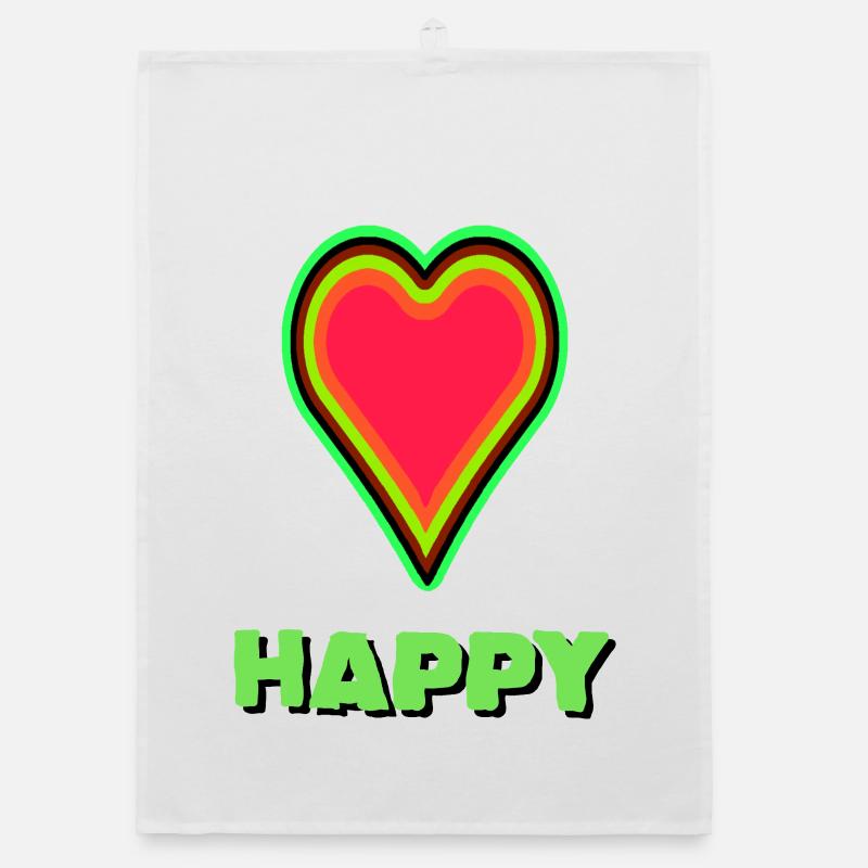 VIBRANT heart graphic with neon framing Organic dish towel