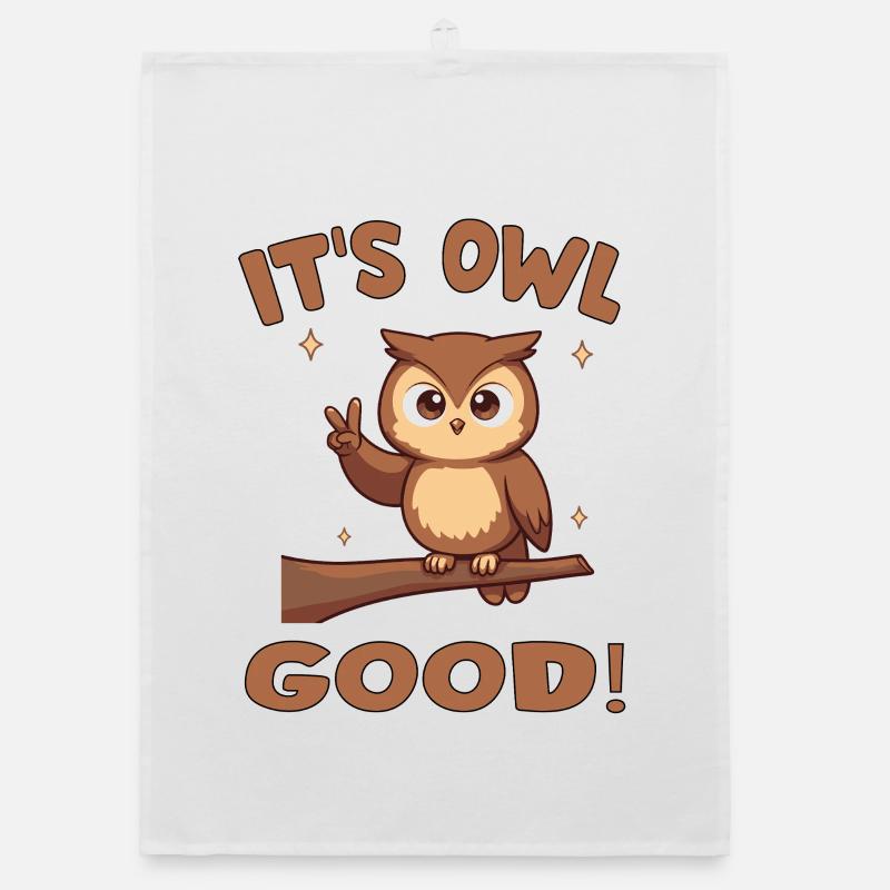 Cute Owl with Encouraging Message Organic dish towel