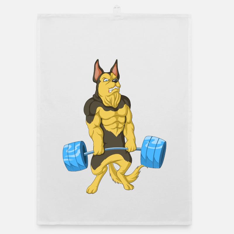 German Shepherd Weightlifting Organic dish towel