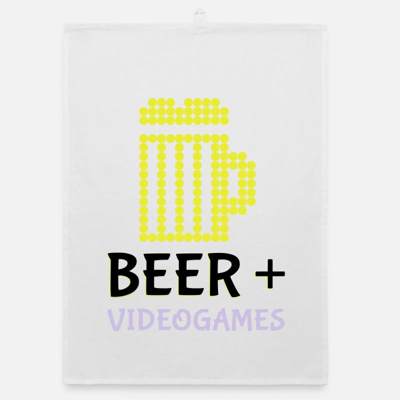 Pixel Beer Video Games Organic dish towel
