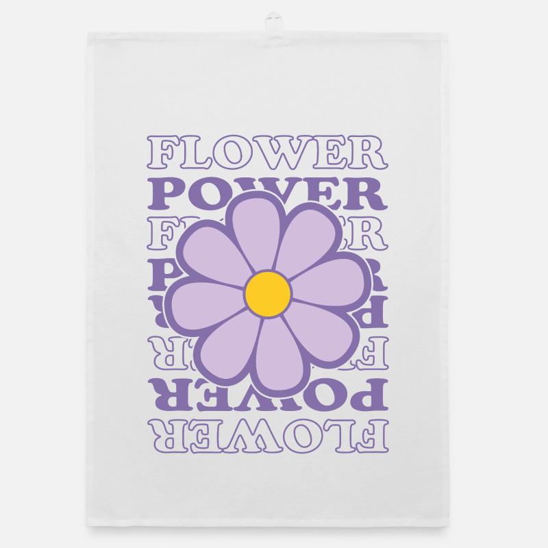 Flower-Power - Organic Geschirrtuch - Weiß