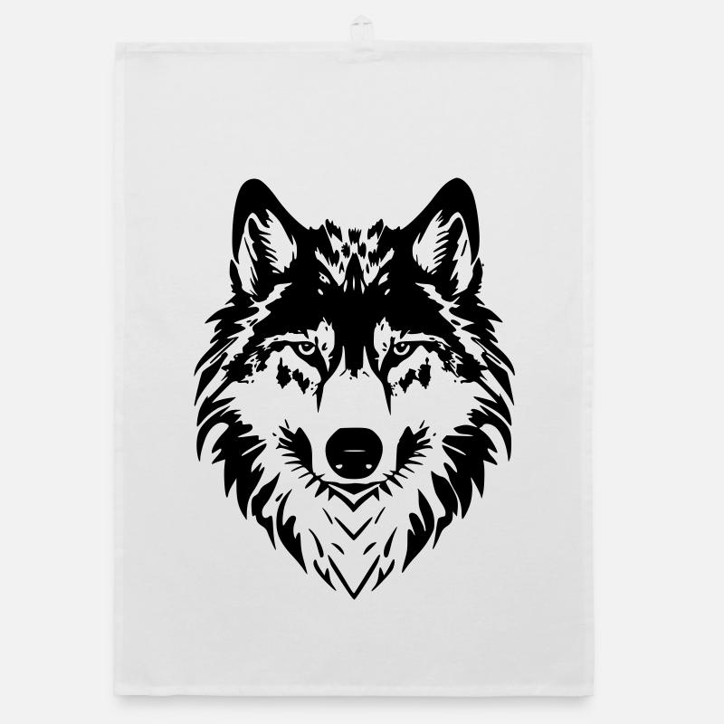 Wolf Head Art - Tête de Loup Torchon bio