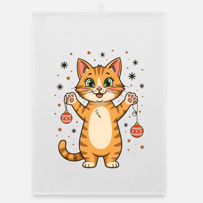 Katze Weihnachtspullover Katzen Weihnachten lustig Organic Geschirrtuch