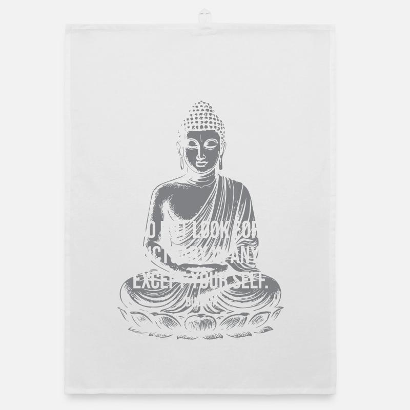 Self Sanctuary Buddha Quote Design Organic dish towel
