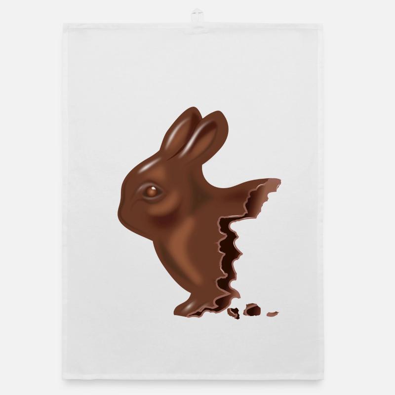 Bitten chocolate Easter bunny Organic dish towel