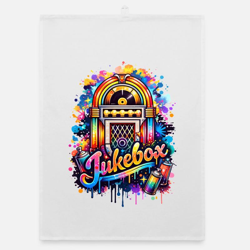 Colorful jukebox in graffiti style Organic dish towel