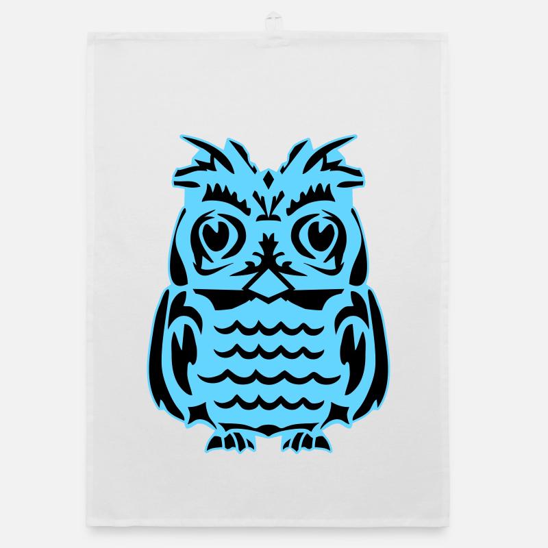 Light Blue Abstract Owl Organic dish towel