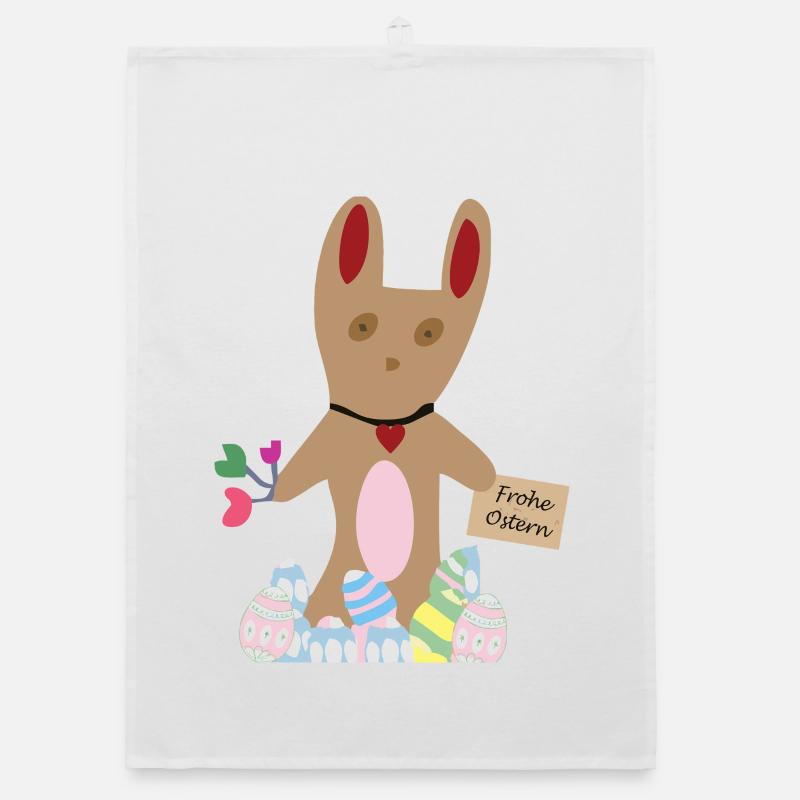 Rabbit wishes Happy Easter Organic dish towel