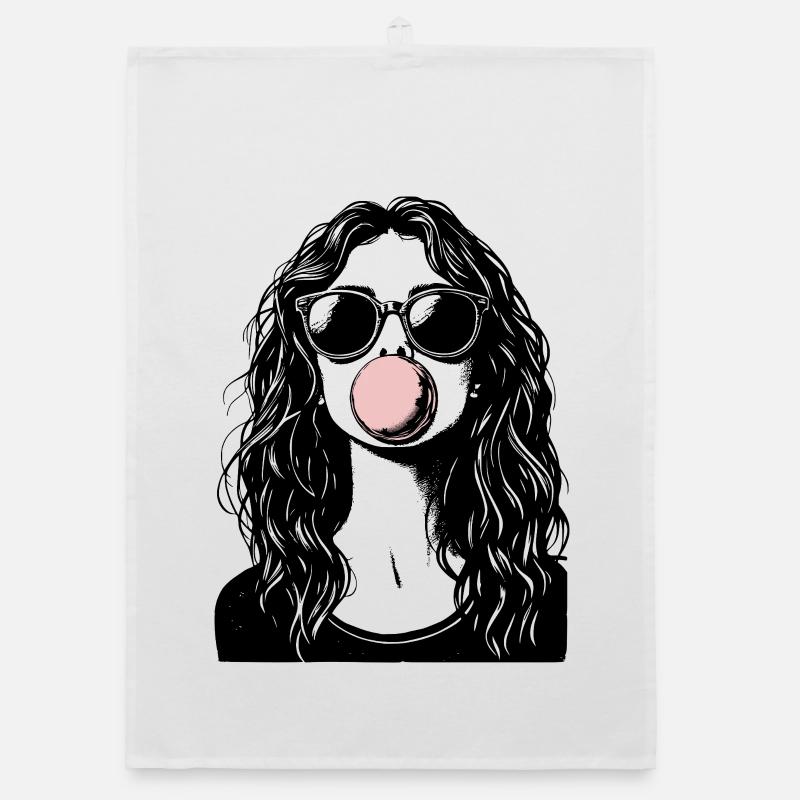 Cooles Mädchen bläst Kaugummi Organic Geschirrtuch