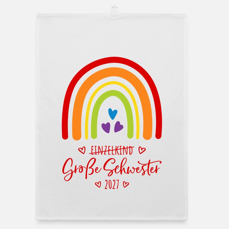 Große Schwester 2027 Boho Regenbogen Organic Geschirrtuch