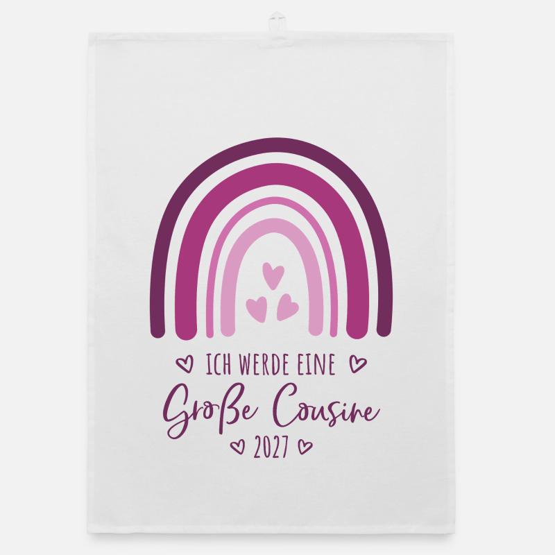 Ich werde eine Große Cousine 2027 Boho Regenbogen Organic Geschirrtuch
