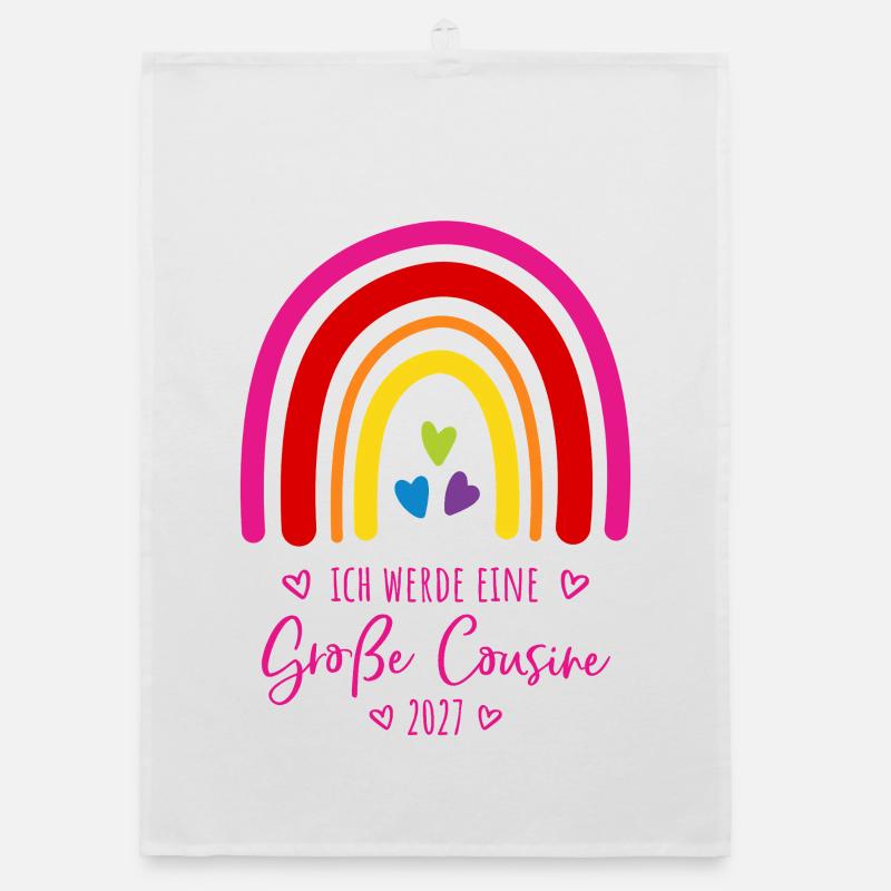 Ich werde eine Große Cousine 2027 Regenbogen Organic Geschirrtuch