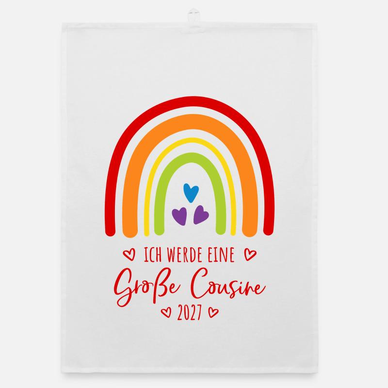 Ich werde eine Große Cousine 2027 Regenbogen Organic Geschirrtuch