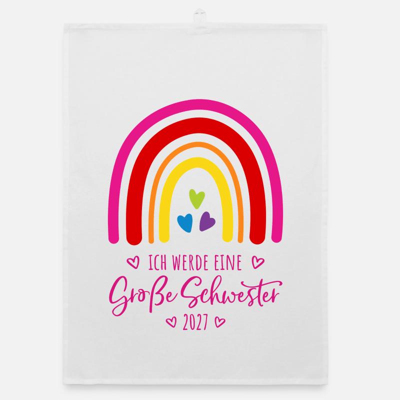 Ich werde eine Große Schwester 2027 Regenbogen Organic Geschirrtuch
