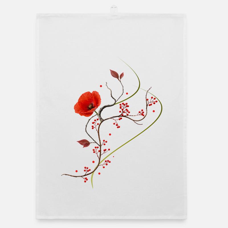 Ikebana Collage avec style zen de pavot Torchon bio