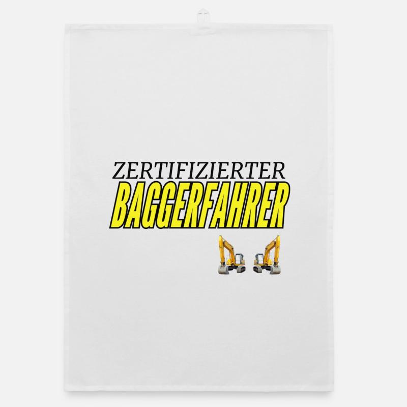 Zertifizierter Baggerfahrer - Organic Geschirrtuch - Weiß