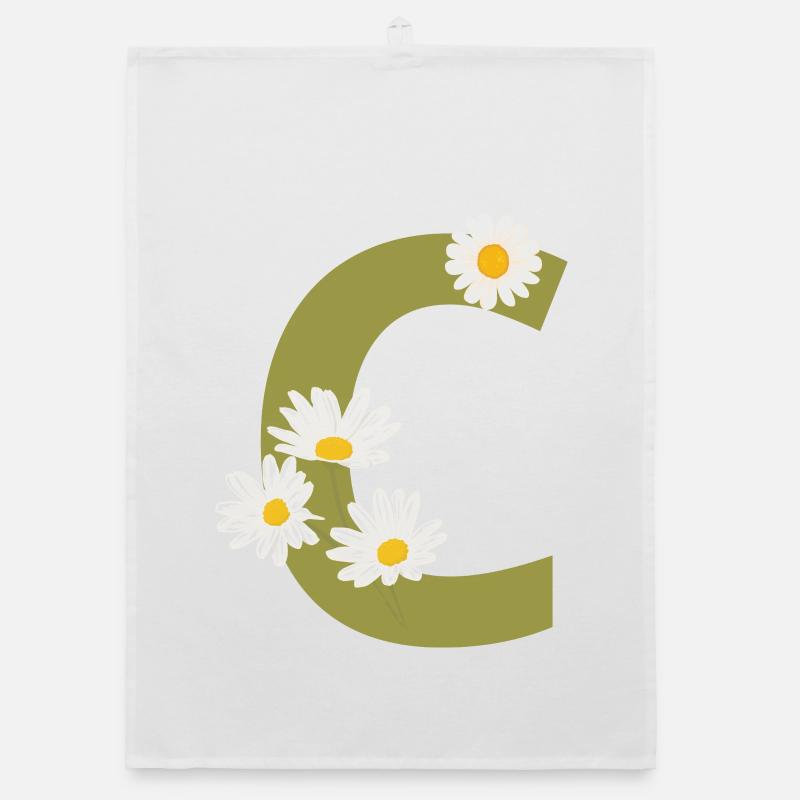 Buchstabe c grüne Gänseblümchen Organic Geschirrtuch