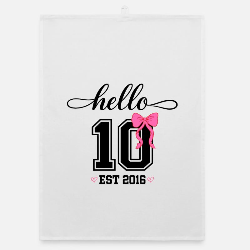 Hello 10 Est 2016 Mädchen Geburtstag Design Organic Geschirrtuch