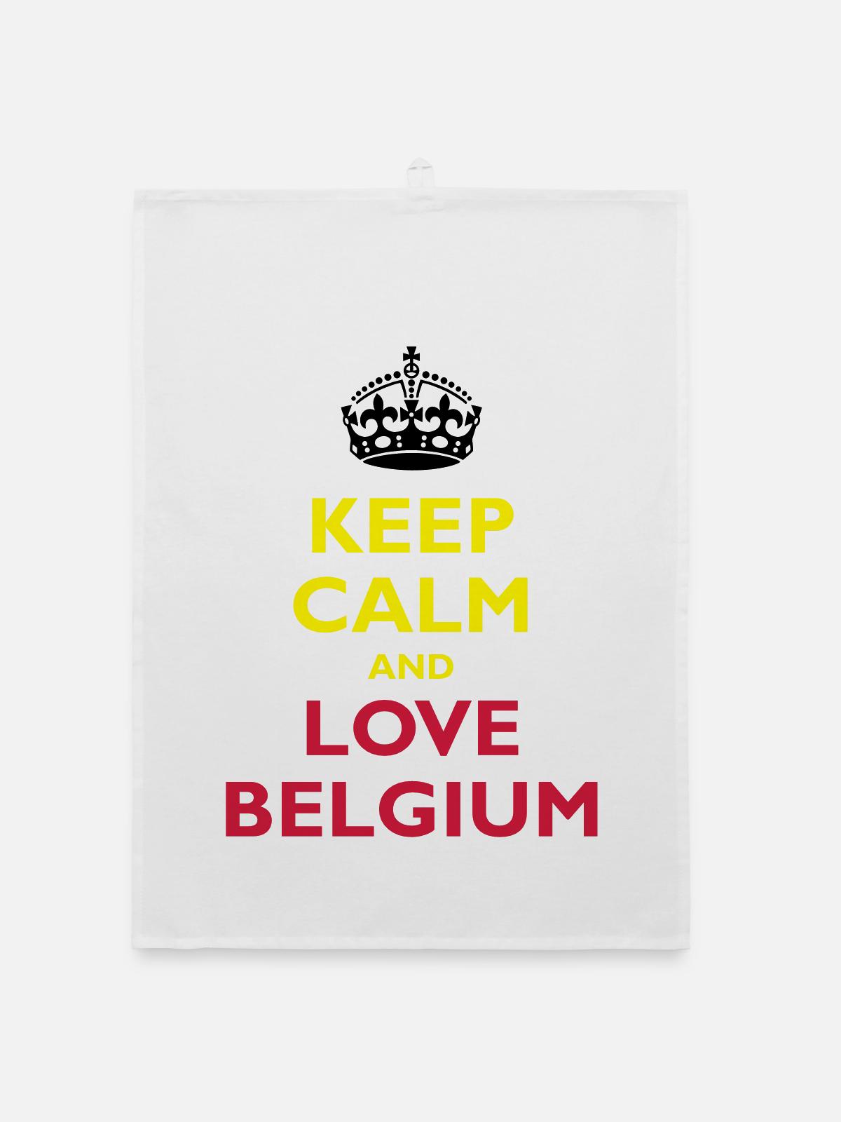 Keep Calm & Love Belgium - Torchon bio - blanc - Devant