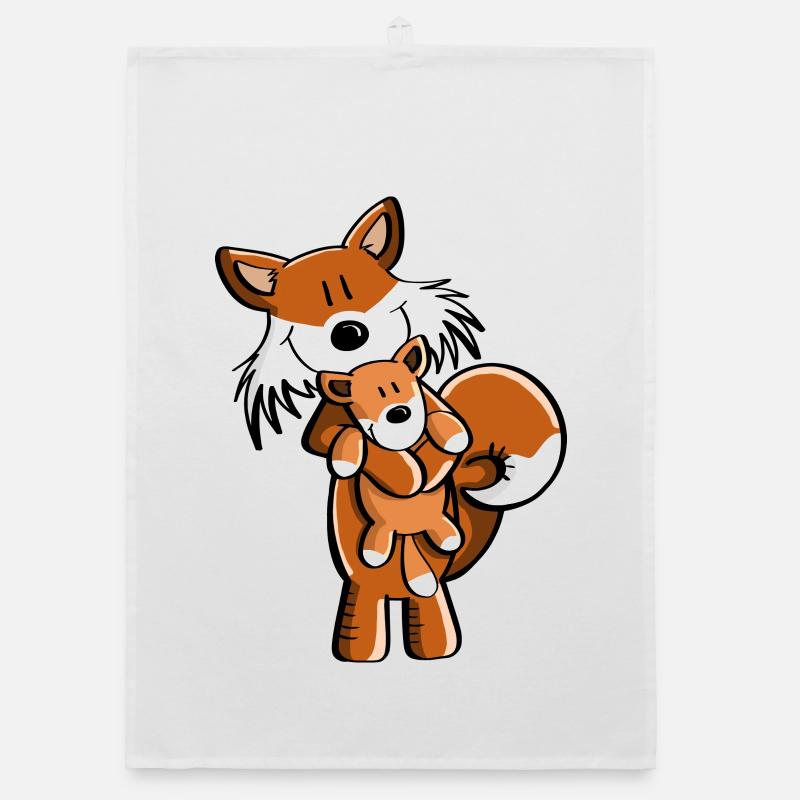 Fuchs mit Babyfuchs - Comic- Geschenk - Kinder Organic Geschirrtuch