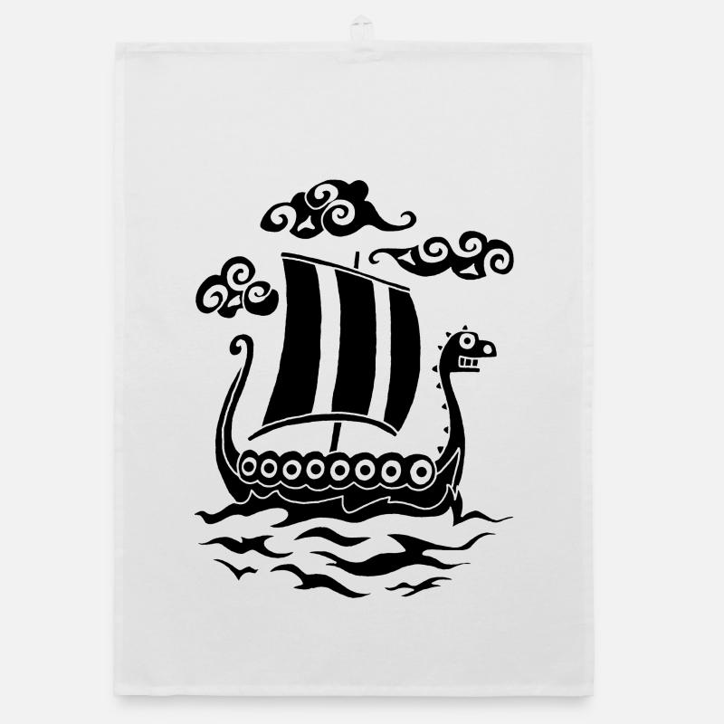 Funny black Drakkar Organic dish towel