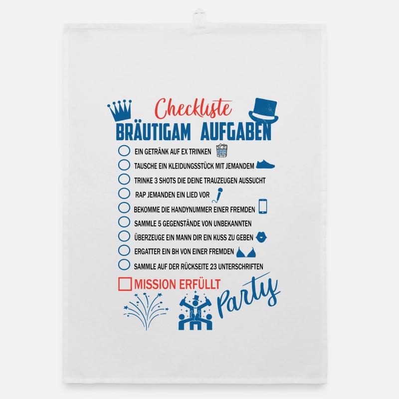 Bräutigam Checkliste - Organic Geschirrtuch - Weiß