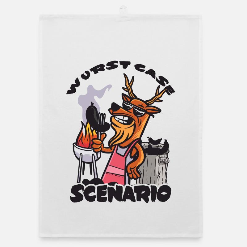 Sausage Case Scenario, Charred Bratwurst Organic dish towel