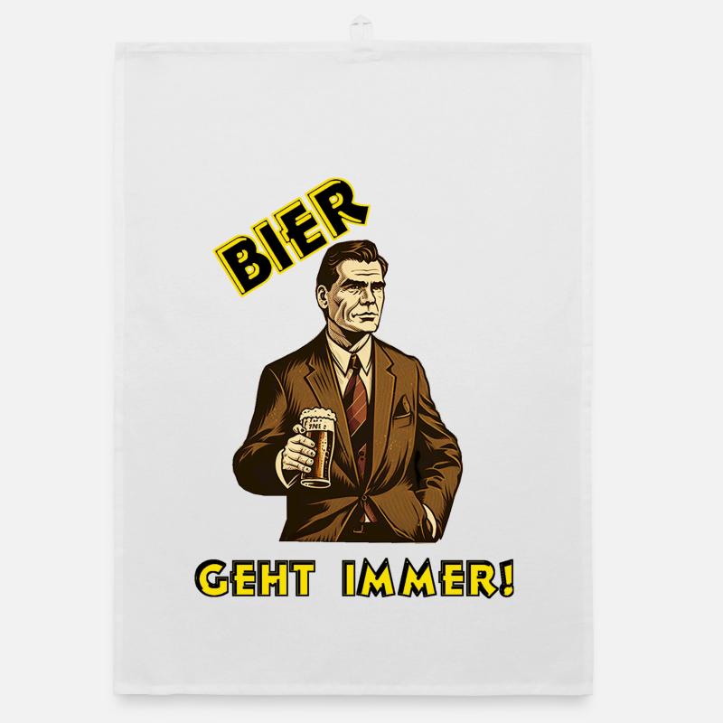 Bier - geht immer! Organic Geschirrtuch