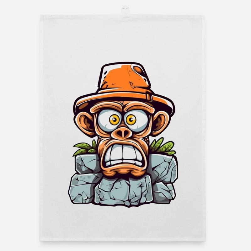 Adventurous monkey charm Organic dish towel