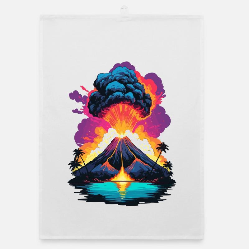 Volcano Eruption Organic dish towel
